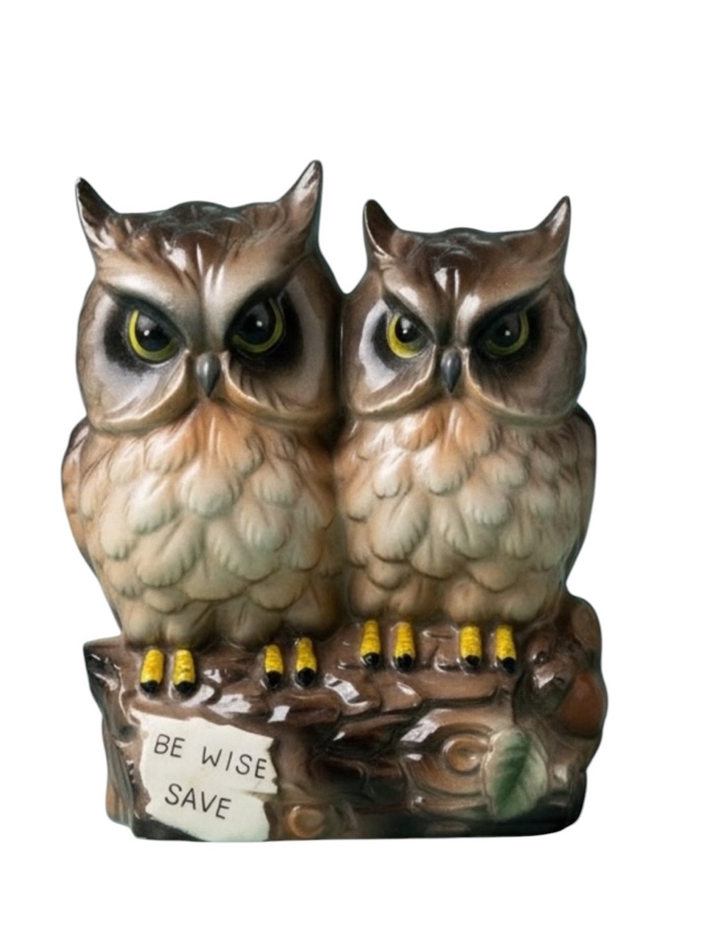 Owl Bank "Be Wise Save" Ceramic Coin Bank
